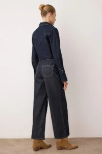 TRENDYOLMİLLA Dark Blue High Waist culotte Fit jeans - Image 4