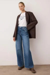 TRENDYOLMİLLA Mavi Low Waist Pocket Detail Wide Leg Wide Leg jeans - Image 2