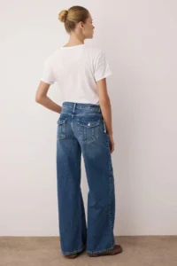 TRENDYOLMİLLA Mavi Low Waist Pocket Detail Wide Leg Wide Leg jeans - Image 4