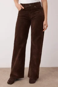 TRENDYOLMİLLA Brown Suede Look High Waist Wide Leg jeans - Image 3