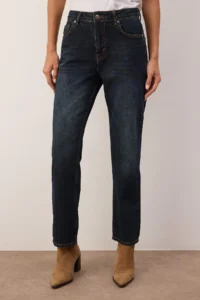 TRENDYOLMİLLA Dark Blue High Waist Straight/Plain Hem jeans - Image 3
