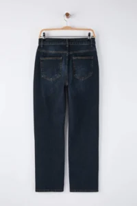 TRENDYOLMİLLA Dark Blue High Waist Straight/Plain Hem jeans - Image 6