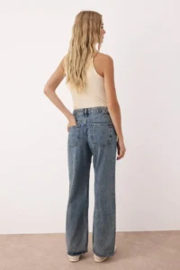 TRENDYOLMİLLA Mavi Vintage Washed Regular Waist Wide Leg jeans - Image 4