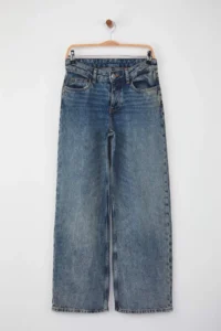 TRENDYOLMİLLA Mavi Vintage Washed Regular Waist Wide Leg jeans - Image 5