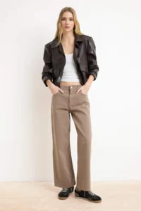 TRENDYOLMİLLA Mink High Waist Bilek Size culotte 100% Cotton jeans