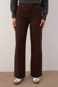 TRENDYOLMİLLA Dark Brown High Waist Bilek Size culotte 100% Cotton jeans - Image 3