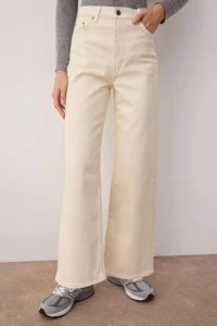 TRENDYOLMİLLA Ecru High Waist Bilek Size culotte 100% Cotton jeans - Image 3