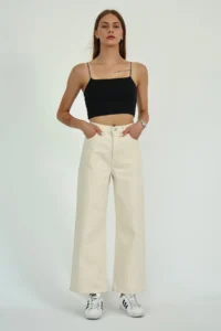 TRENDYOLMİLLA Ecru High Waist Bilek Size culotte 100% Cotton jeans - Image 5
