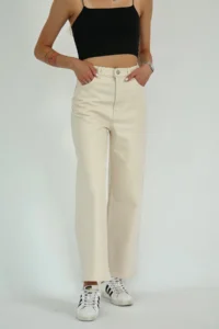 TRENDYOLMİLLA Ecru High Waist Bilek Size culotte 100% Cotton jeans - Image 6