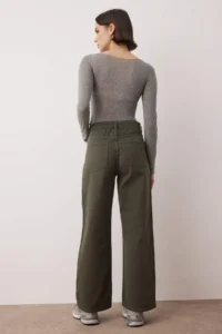 TRENDYOLMİLLA Khaki High Waist Bilek Size culotte 100% Cotton jeans - Image 4