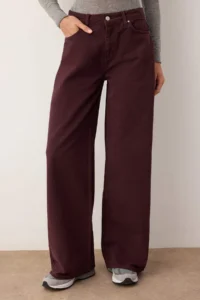 TRENDYOLMİLLA Burgundy Regular Waist Loose Baggy jeans