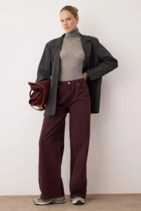 TRENDYOLMİLLA Burgundy Regular Waist Loose Baggy jeans - Image 2