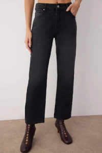 TRENDYOLMİLLA Black More Sustainable Regular Waist Yeni Straight Smoke jeans - Image 3
