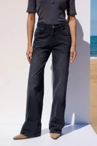 TRENDYOLMİLLA More Sustainable Black Rejeneratif Cotton Regular Waist Wide Leg jeans - Image 3