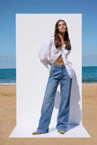 TRENDYOLMİLLA More Sustainable Blue Rejeneratif Cotton Regular Waist Wide Leg Wide Leg jeans