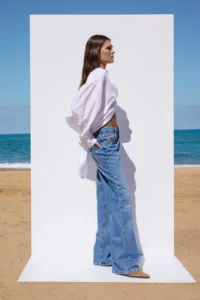 TRENDYOLMİLLA More Sustainable Blue Rejeneratif Cotton Regular Waist Wide Leg Wide Leg jeans - Image 2