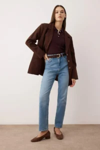 TRENDYOLMİLLA Mavi High Waist comfort/Flexible slim Fit Mom jeans
