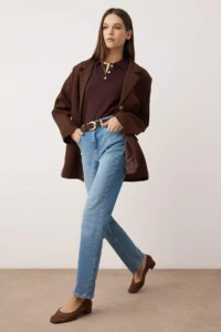 TRENDYOLMİLLA Mavi High Waist comfort/Flexible slim Fit Mom jeans - Image 2