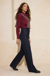 TRENDYOLMİLLA Navy Blue High Waist Pocket Detail Raw Wide Leg jeans - Image 2