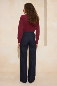 TRENDYOLMİLLA Navy Blue High Waist Pocket Detail Raw Wide Leg jeans - Image 4