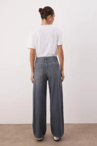 TRENDYOLMİLLA Gray High Waist Baggy Wide Leg Rahat Wide Leg 100% Cotton jeans - Image 4