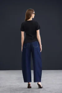 TRENDYOLMİLLA Trendyol Studio Dark Blue Waist Detailed High Waist Baggy jeans - Image 3