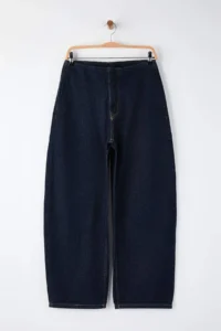 TRENDYOLMİLLA Trendyol Studio Dark Blue Waist Detailed High Waist Baggy jeans - Image 4