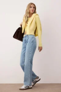 TRENDYOLMİLLA Mavi High Waist Plain Hem Straight jeans - Image 2