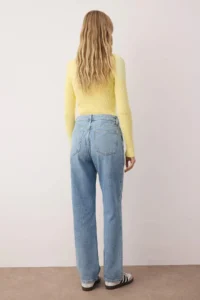 TRENDYOLMİLLA Mavi High Waist Plain Hem Straight jeans - Image 4