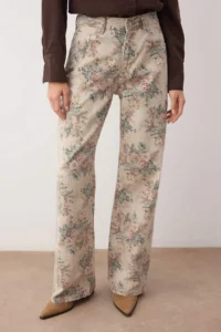 TRENDYOLMİLLA Multicolored flower patterned High Waist Wide Leg jeans - Image 3