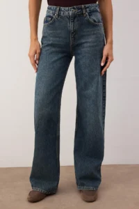 TRENDYOLMİLLA Dark Blue High Waist Wide Leg Palazzo Pants jeans - Image 3