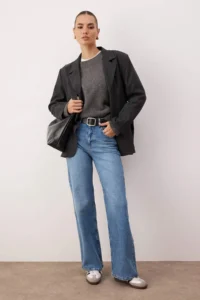TRENDYOLMİLLA Mavi High Waist comfort/Flexible Wide Leg/Wide Leg jeans