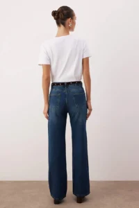 TRENDYOLMİLLA Dark Blue Arched High Waist Wide Leg jeans - Image 4
