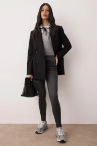 TRENDYOLMİLLA Anthracite Bodysuit hugging Flexible High Waist skinny jeans