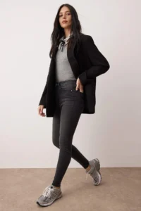 TRENDYOLMİLLA Anthracite Bodysuit hugging Flexible High Waist skinny jeans - Image 2