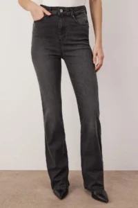 TRENDYOLMİLLA Anthracite High Waist flared leg comfort/Flexible Flare jeans - Image 3