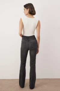 TRENDYOLMİLLA Anthracite High Waist flared leg comfort/Flexible Flare jeans - Image 4