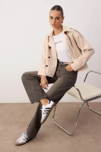 TRENDYOLMİLLA Brown  High Waist Wide Leg jeans - Image 2