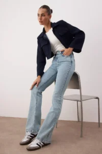TRENDYOLMİLLA Light Blue High Waist comfort/Flexible Flare jeans