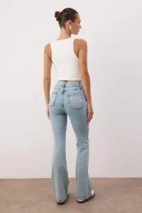 TRENDYOLMİLLA Light Blue High Waist comfort/Flexible Flare jeans - Image 3