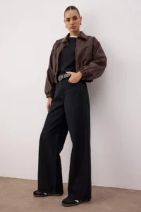 TRENDYOLMİLLA Black Adjustable Waist High Waist Wide Leg/Wide Leg jeans - Image 3