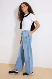 TRENDYOLMİLLA Mavi Adjustable Waist High Waist Wide Leg/Wide Leg jeans - Image 2