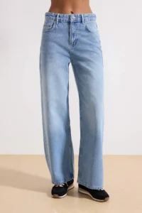 TRENDYOLMİLLA Mavi Adjustable Waist High Waist Wide Leg/Wide Leg jeans - Image 3