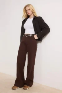 TRENDYOLMİLLA Brown Arched High Waist Wide Leg Palazzo Pants jeans - Image 2