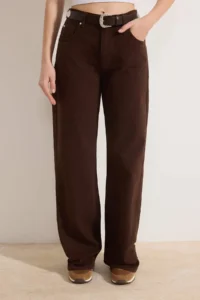 TRENDYOLMİLLA Brown Arched High Waist Wide Leg Palazzo Pants jeans - Image 3