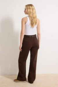 TRENDYOLMİLLA Brown Arched High Waist Wide Leg Palazzo Pants jeans - Image 4