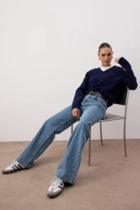 TRENDYOLMİLLA Mavi Arched High Waist Wide Leg jeans - Image 2