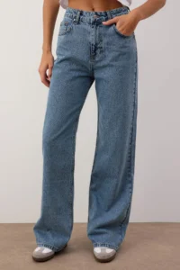 TRENDYOLMİLLA Mavi Arched High Waist Wide Leg jeans - Image 3