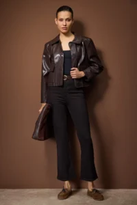 TRENDYOLMİLLA Brown High Waist comfort/Flexible Crop Flare jeans