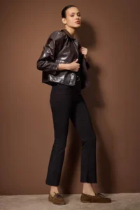 TRENDYOLMİLLA Brown High Waist comfort/Flexible Crop Flare jeans - Image 2